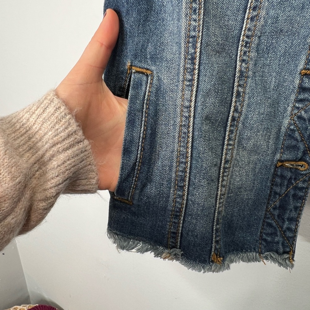 Mudd blue denim vest with pockets and raw hem - Picture 4 of 4
